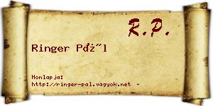 Ringer Pál névjegykártya